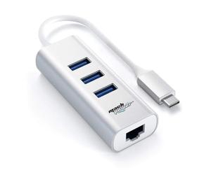 Mach Power Adattatore USB-C a Ethernet Gigabit + Hub 3 Porte USB 3.0 5Gbps in Alluminio - Compatibile con MacBook, PC Windows, Tablet e Chromebook (IT-HUB3P1G1UC)
