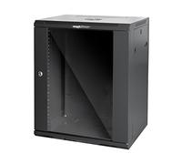 Mach Power Armadio Rack 19" 12U Profondità 45 cm da Parete con Ventola, Montanti Regolabili e Laterali Removibili, Nero (AR-1264WB)