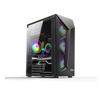 Mach Power Case gaming con ventole ARGB, porte USB, con pannello laterale in vetro temperato (IT-GMSC14)