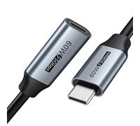 Mach Power Cavo Prolunga USB-C a USB-C HighSpeed PD 60 W, Trasferimento Dati 5 Gbps, Ricarica Rapida, Lunghezza 0,5 m, Colore Nero