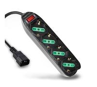 Mach Power Ciabatta Multipresa 4 Posti 10/16A Bipasso/Schuko, Interruttore Generale, Spina IEC, Cavo 1,5m H05VV-F, 250V/3500W, Protezione Bambini, Colore Nero (4 posti black)