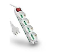 Mach Power Ciabatta Multipresa Elettrica 12 Posti (4 Polivalenti ITA 10/16A e Schuko + 8 Bivalenti ITA 10/16A), Interruttore Generale, Cavo da 1,5m con Spina Italiana 16A, Potenza 250V/3500W (MP-3081)