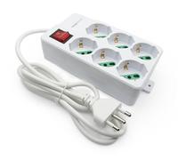 Mach Power Ciabatta Multipresa Elettrica 6 Posti Polivalenti ITA 10/16A e Schuko, Interruttore Generale e Reset, Cavo da 1,5m con Spina Italiana 16A, Colore Bianco, Potenza 250V/3500W (MP-4006P)