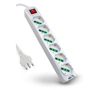 Mach Power Ciabatta Multipresa Elettrica con 6 Posti Polivalenti ITA 10/16A e Schuko con Interruttore Generale, Cavo da 1,5m, 250V/3500W, Colore Bianco (6 Posti)