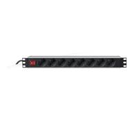 "Mach Power Multipresa 8 Posti 10A/16A per Rack 19", Prese Schuko/Italiane a 45?, Interruttore Generale, Corpo in Alluminio, ?Children Safe?, Ideale per Armadi Rack e Server (AR-PDU1908)"