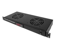 Mach Power Termostato Digitale con 2 Ventole 12V per Armadi Rack 19", Sistema di Raffreddamento Avanzato per Server e Apparecchiature Networking, Colore Nero (AR-DT2F)