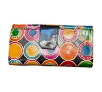 Macha Portafoglio stile etnico indiano da donna porta monete e portacarte con cerniera e bottone a pressione, Nero , 20 cm sur 10 cm, Rétro