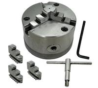 MachEl Mandrino autocentrante a 3 ganasce da 100 mm con piastra posteriore in ghisa (filettatura 1-1/8" x 12 UNF (2B) - Compatibile con torni Myford