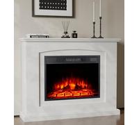 MachenFlame Camino elettrico Sutie 23" con sporgenza e avvolgimento,Effetto fiamma realistica con Stufa elettrica Indipendente,Bianco