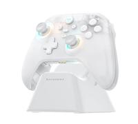 Machenike G3V2PE Controller Bluetooth per PC/Switch/iOS/Android - Joystick e Grilletti a Effetto Hall, RGB, Pulsanti Rimappabili, Batteria da 1000mAh con Dock di Ricarica 1000Hz Respuesta, Bianco