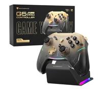 Machenike G5Pro V2 PC Controller Wireless, per PC/Switch/Android/Smartphone, Grilletto Ottico-Microswitch, Controller Gaming Bluetooth, Dock di ricarica RGB Sync, Joystick Intercambiabili (Oro-grigio)