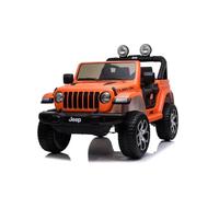Machhina auto elettrica per bambini 4x4 J.E.E.P. Wrangler, Arancione, radio con ingresso Bluetooth e USB, Batteria al litio, ruote EVA, assi di sospensione, telecomando da 2,4 GHz, con licenza
