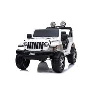 Machhina auto elettrica per bambini 4x4 J.E.E.P. Wrangler, Bianco, radio con ingresso Bluetooth e USB, Batteria al litio, ruote EVA, assi di sospensione, telecomando da 2,4 GHz, con licenza