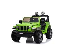 Machhina auto elettrica per bambini 4x4 J.E.E.P. Wrangler, Verde, radio con ingresso Bluetooth e USB, Batteria al litio, ruote EVA, assi di sospensione, telecomando da 2,4 GHz, con licenza