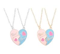 Machify 2 collane dell'amicizia a forma di cuore per 2 piccoli, con forte forza di attaccamento, regalo per San Valentino per migliore amico, catena da 50 cm