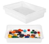 Machify 6 vassoi impilabili bianchi, 36,8 x 26,9 cm, organizer in plastica con etichette per ufficio, ambienti di apprendimento e articoli per la casa