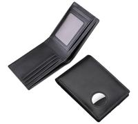 Machify AirTag Portafoglio da Uomo in Pelle Pieno Fiore, Design Bi-fold RFID Bloccaggio con Slot per Carte e Finestra ID, Compatibile con AirTag Tracking, Slim Black Profile, 11.4 x 8 x 1.5 cm