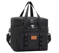 Machify Borsa termica a doppio strato, borsa termica da campeggio di grande capacità con cinghia esterna, tasche laterali, tasche frontali, 44 x 27 cm, apribottiglie, area fai da te