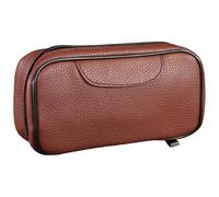 Machify Custodia per pipa da tabacco, custodia in pelle PU con 2 fessure per pipa e borsa per tabacco rimovibile, organizer marrone per accessori per accendini e strumenti, 19,1 x 5,6 x 9,7 cm
