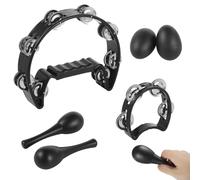 Machify Half Moon - Set di 6 tamburelli per giovani e adulti, con sonagli in metallo, strumenti a percussione portatili per lezioni di musica, principianti, feste e maracas