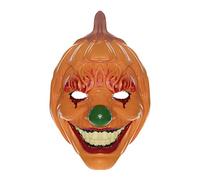 Machify Maschera a testa di zucca, spaventosa maschera da clown, morbida schiuma di poliuretano, realistica, costume per cosplay per Halloween e feste di carnevale, arancione, 18 x 27,5 cm