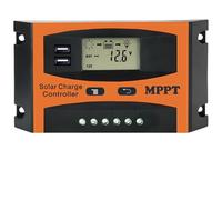Machify Regolatore di carica solare 30A, regolatore intelligente di adattamento automatico 12V 24V, doppia porta USB, display LCD, protezioni multiple, per sistema off-grid, 5,3 x 4,1 x 2,3 cm