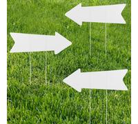 Machify Segnali da cortile per feste di compleanno, cartelli bianchi su entrambi i lati, confezione da tre cartelli scrivibili direzionali per matrimoni, con pali vuoti