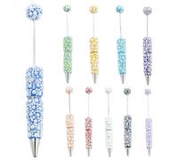 Machify Set di 10 penne con perle e strass, fatte a mano, con 10 colori, divertenti penne a sfera, regali per giovani ragazze, scuola, ufficio