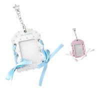 Machify Set di 2 portachiavi a forma di ventaglio, con ciondolo a forma di stella, 3,5 x 12,2 cm, da collezione, estetica blu, design con cravatta a nastro, bordo in similpelle PVC, 39,7 g per