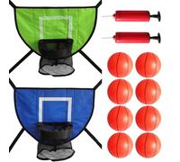 Machify Set di 2 reti da basket per trampolino, include 2 pompe ad aria e 8 palline, si attacca ai trampolini standard, gioco giovanile all'aperto