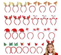 Machify Set di 24 fasce natalizie con corna di renna, accessori assortiti per feste natalizie, accessori per costumi di Natale, bomboniere di Natale, divertenti oggetti di scena fotografici