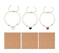 Machify Set di 3 braccialetti dell'amicizia, braccialetti con ciondolo a forma di cuore per 3, braccialetti migliori amici per sorella, braccialetti in lega con carta, stile quotidiano