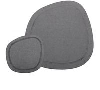 Machify Set di due piattini assorbenti per piante, con tappetini e cuscini, colore grigio, per interni ed esterni