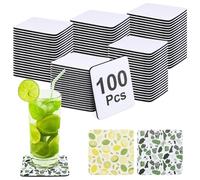 Machify Stampa a sublimazione di trasferimento di calore, 100 pezzi tappetini per tazze vuote, 9,94 x 9,94 in sottobicchieri quadrati a sublimazione, sottobicchieri vuoti fai da te antiscivolo