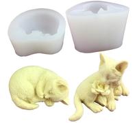 Machify Stampi in silicone a forma di gatto, stampi per sapone in silicone per la produzione di sapone, stampi per resina e candele per artigianato, a forma di gatto carino per arte fatta a mano fai
