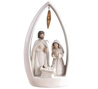 Machify Statuetta in resina, stile europeo, Gesù e Maria con Gesù Piccolo Gesù, cornice curva con stella dorata, per regali di Natale e prima comunione, decorazione per casa e ufficio