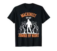 Machinist by Day Zombie by Night Divertente Halloween Creepy Maglietta