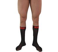 Macho - Calze Sottili per Uomo Taglia Unica Nero/Rosso