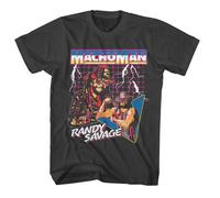 Macho Man - Fulmine - Grigio Stampa Frontale Manica Corta Solido Adulto T-Shirt