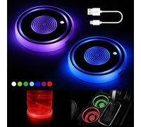 MACHSWON 2 pz portabicchieri auto sottobicchieri Vickes LED Cup Holder luci 7 colori impermeabile USB di ricarica portabicchieri luci auto accessori