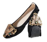 MACHSWON Ballerine da donna con strass scarpe da ballerina da sposa all'aperto pieghevoli scintillanti comfort slip on scarpe da passeggio piatte per le signore, Farfalla nera, 40 EU