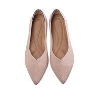 MACHSWON Ballerine da donna eleganti a punta, in maglia, senza lacci, pieghevoli, stile casual, rosa, 38 EU