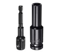 MACHSWON Bussole profonde a 6 punte da 1/2" da 10 mm, lunghezza 7,6 cm con adattatori a gambo esagonale da 1/2" a 1/4", in acciaio CR-V rivestito in fosfato, kit di accessori per bulloni esagonali e