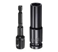 MACHSWON Bussole profonde a 6 punte da 13 mm, lunghezza 7,6 cm con adattatori esagonali da 1/2" a 1/4", adattatori in acciaio CR-V rivestito in fosfato, kit di accessori per bulloni esagonali e dadi