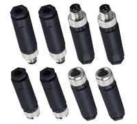 MACHSWON Connettore M8 a 3 pin maschio + femmina, 8 mm, codice A, connettore circolare industriale, sensore cablabile 60 V 4 A AC/DC IP67 adattatore di tipo dritto