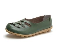 MACHSWON Donna Scava Fuori Confortevole Mocassini In Pelle Casual Punta Rotonda Mocassini Wild Driving Appartamenti Morbido Walking Scarpe Da Barca Donne, Verde militare, 37 EU