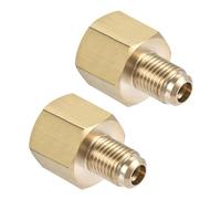 MACHSWON Raccordo per tubo in ottone, 1/4 SAE svasato maschio 3/8 SAE filettatura femmina, adattatore per tubo flessibile per condizionatore d'aria refrigerazione, 2 pezzi