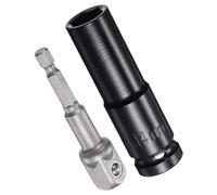 MACHSWON Set di accessori per chiavi a bussola da 1/2", profondità 14 mm, 6 punti, lunghezza 7,6 cm e adattatore esagonale da 1/4"