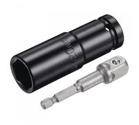 MACHSWON Set di accessori per chiavi a bussola da 1/2", profondità 20 mm, 6 punti, lunghezza 7,6 cm e adattatore esagonale da 1/4"