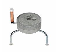 Macina a Mano per Cereali in Pietra Blu, Macina Domestica in Pietra Antica, Albero Regolabile per Macinatura Grossolana/fine, Staffa in Acciaio Inossidabile(32cm/12.5in)